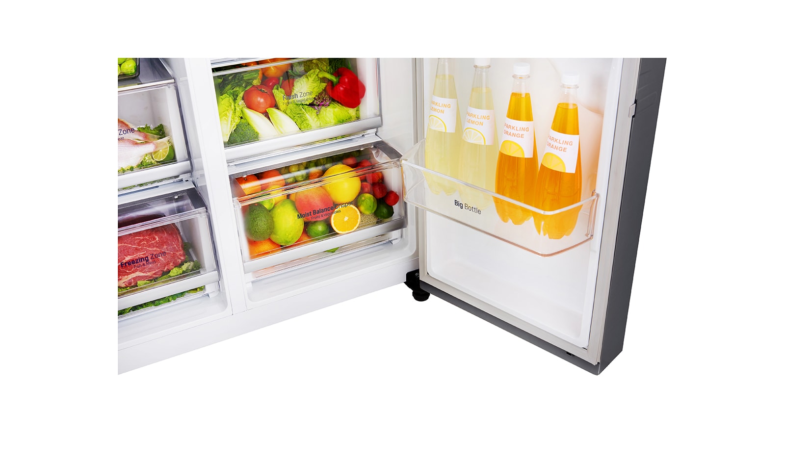 LG Americká chladnička | F | Hrubý objem 668 l | 431 kWh/rok | LG Lineární invertorový kompresor | LG Total No Frost | Multi-Air Flow™ | Vnější LED displej | Nápojový automat, GSL960PZBZ